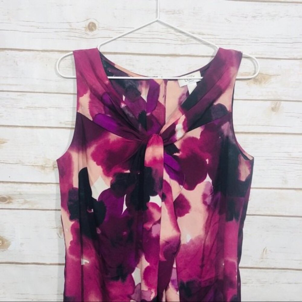 Ann Taylor LOFT Size 12P Dress Sleeveless Ruffle Front - Picture 2 of 7